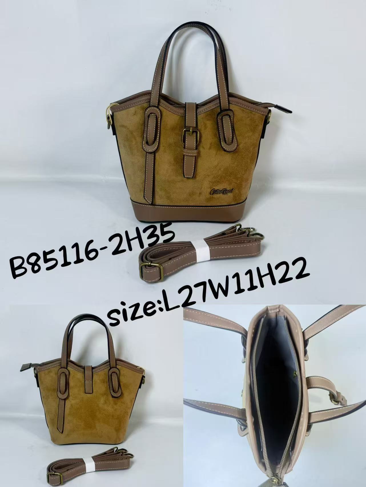 B85116-2H35_1 2026-06-05 Suede-Style Vintage Tote Bag with Crossbody Strap - Image 3