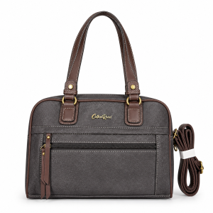 Faux Leather Shoulder Bag, Top-Handle Satchel with Removable Strap