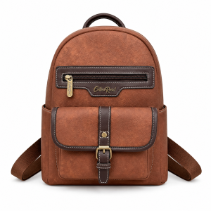 Retro Faux Leather Backpack — VintageTravel Daypack